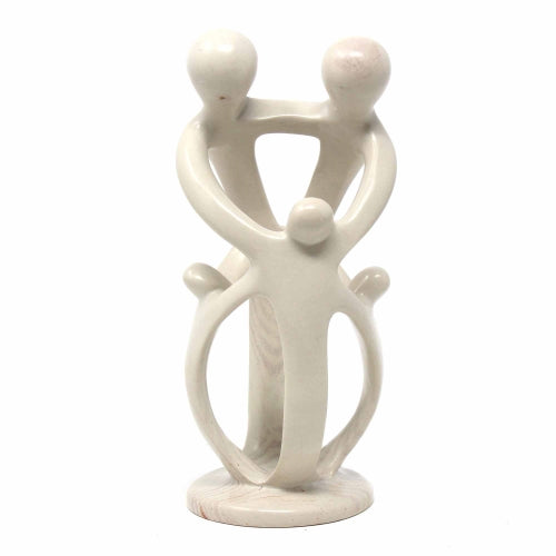 Natural Soapstone Family Sculpture - 8 Inches, 2 Parents, 3 Children - Smolart