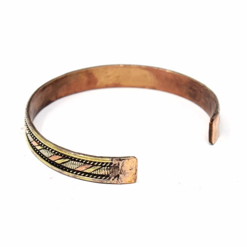 Recycled Copper and Brass Cuff Bracelet: Healing Twist - DZI