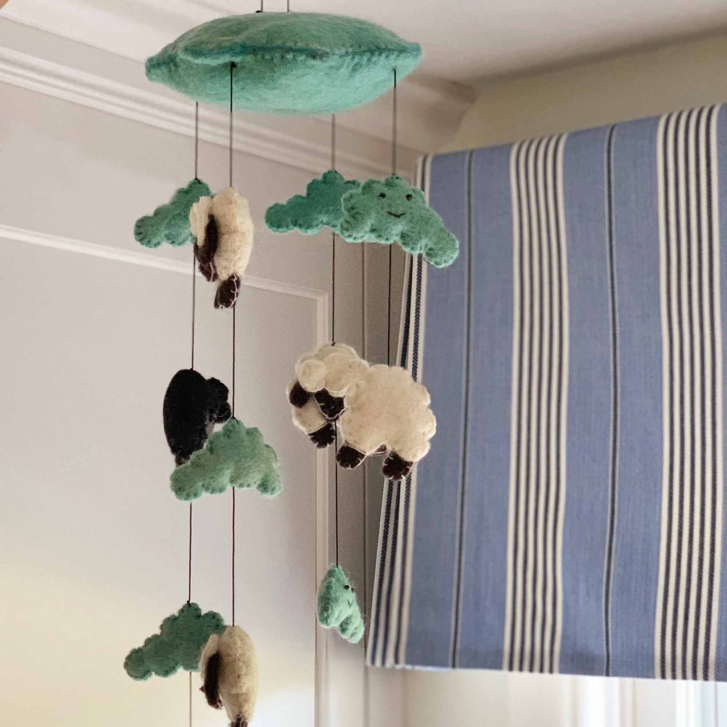 Blue Felt Counting Sheep Mobile - Global Groove