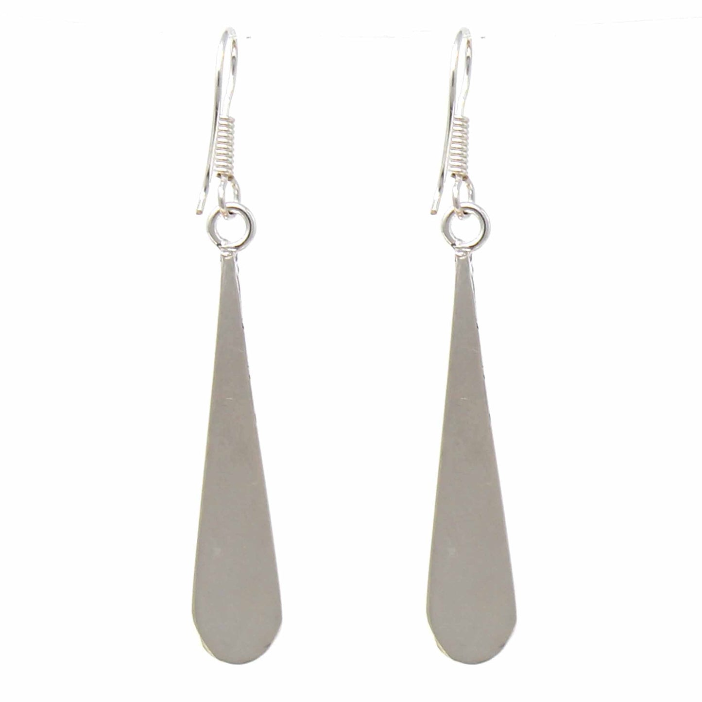 Alpaca Silver and Pink Clam Shell Elongated Teardrop Earrings