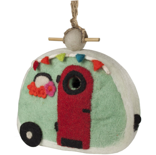 Felt Retro Camper Birdhouse -Green -  Wild Woolies