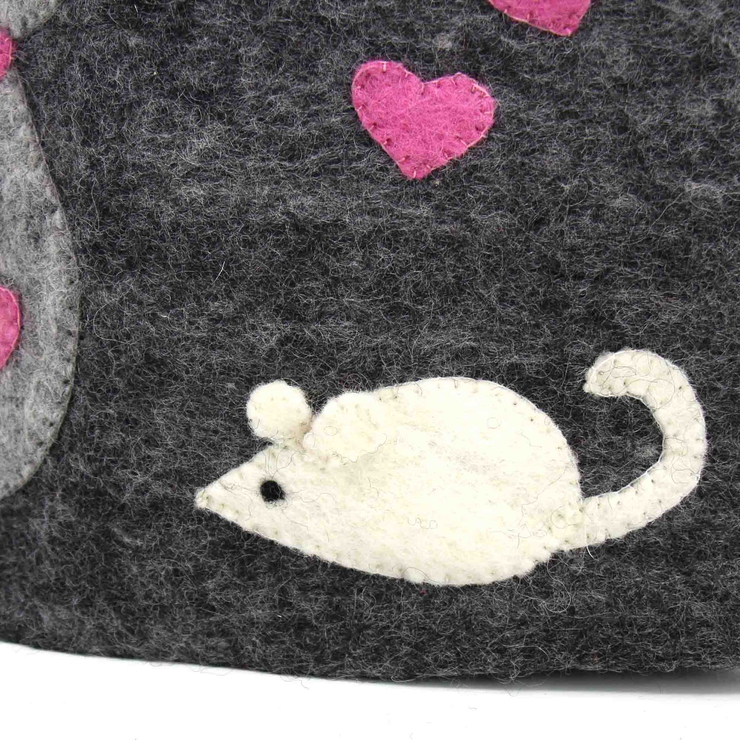 Hand Crafted Felt Tea Cozy - Cat and Mouse -100% New Zealand Wool-Sustainably Sourced