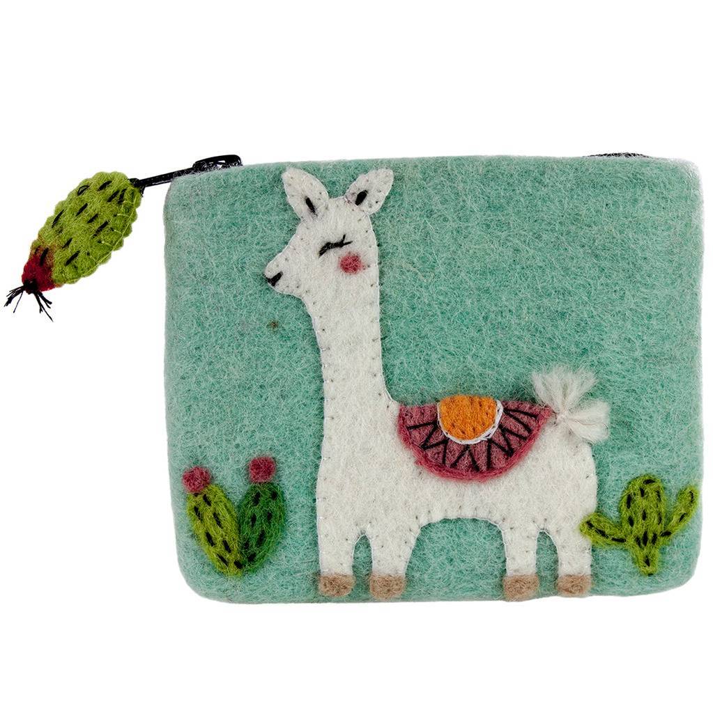 Handmade Felt Happy Llama Coin Purse - Wild Woolies