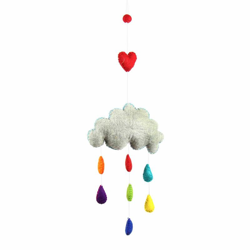 Rainbow Raindrops Felt Baby Mobile - Hanging Room Decoration