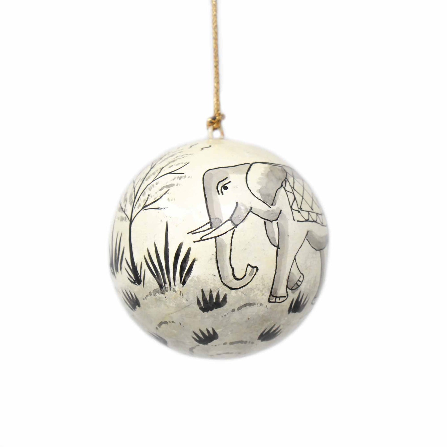 Hand-painted Elephant & Bird Ornaments- Set of 2