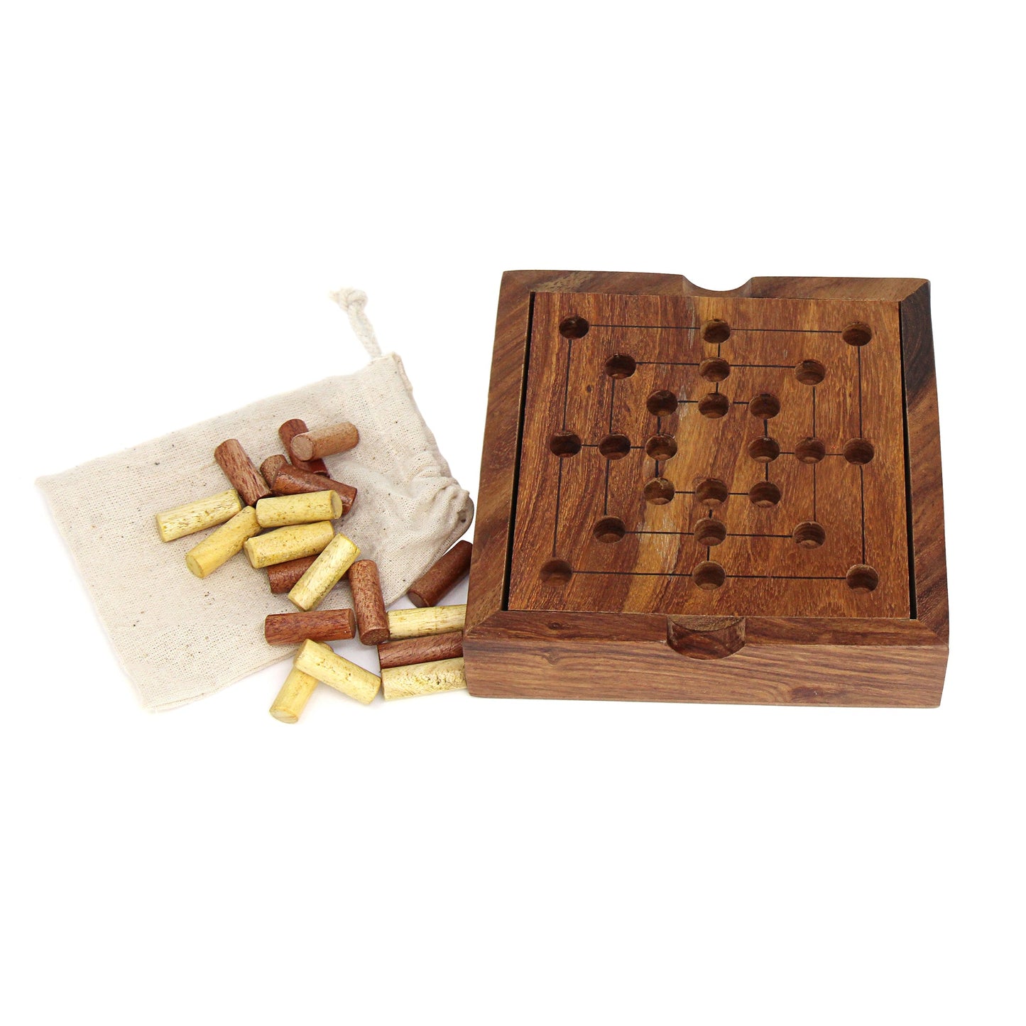 Handmade Nine Men Morris Game - Sheesham Wood-India