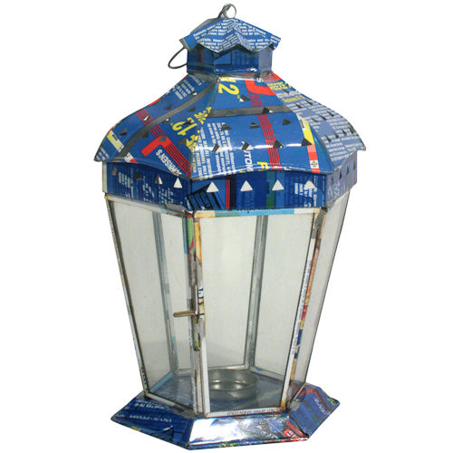 <center>Six-Sided Candle Lantern </br>Crafted by Artisans in India </br>Measures 13” high x 6” wide x 7” deep</center>