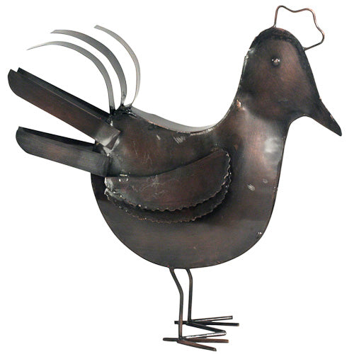 <center>Recycled Metal Rooster </br>Crafted by Artisans in India </br>Measures 9-1/2” high x 9-1/2” wide x 2-1/2” deep</center>