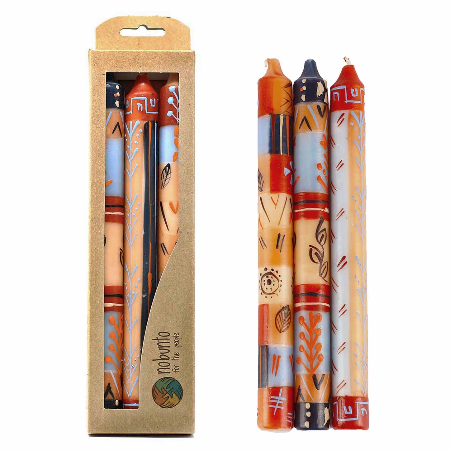 Hand Painted Candles in Uzushi Design (3 Dinner tapers) - Nobunto