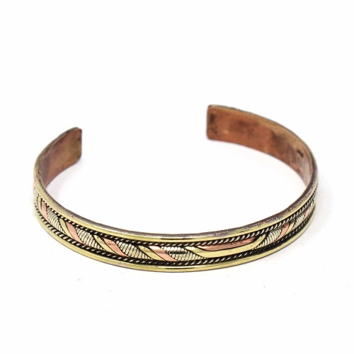 Recycled Copper and Brass Cuff Bracelet: Healing Twist - DZI