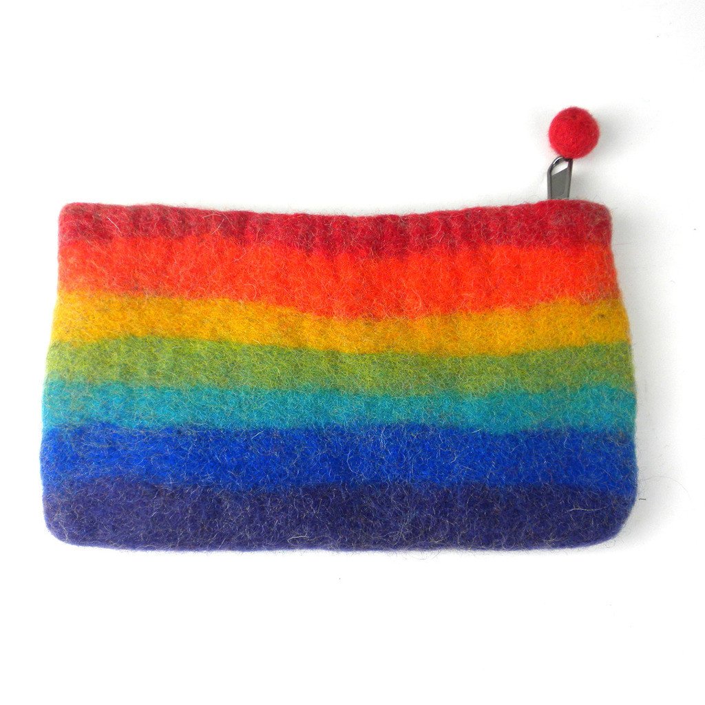 Handmade Felt Rainbow Clutch - Global Groove