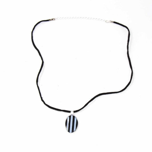 Alabalone and Black Stripe Pendant-Necklace-Artisana