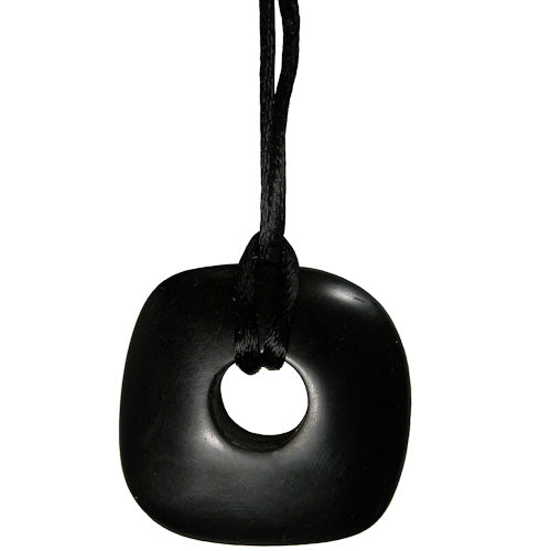 <center>Unity Loop Coal Pendant </br>Crafted by Artisans in Colombia </br>Measures 1-1/4” high x 1-1/4” wide x 1/4” deep</center>