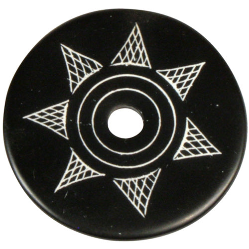 <center>Coal Pendant with Sun Design #2 </br>Crafted by Artisans in Colombia </br>Measures 1-3/4” diameter and 1/8” thick</center>