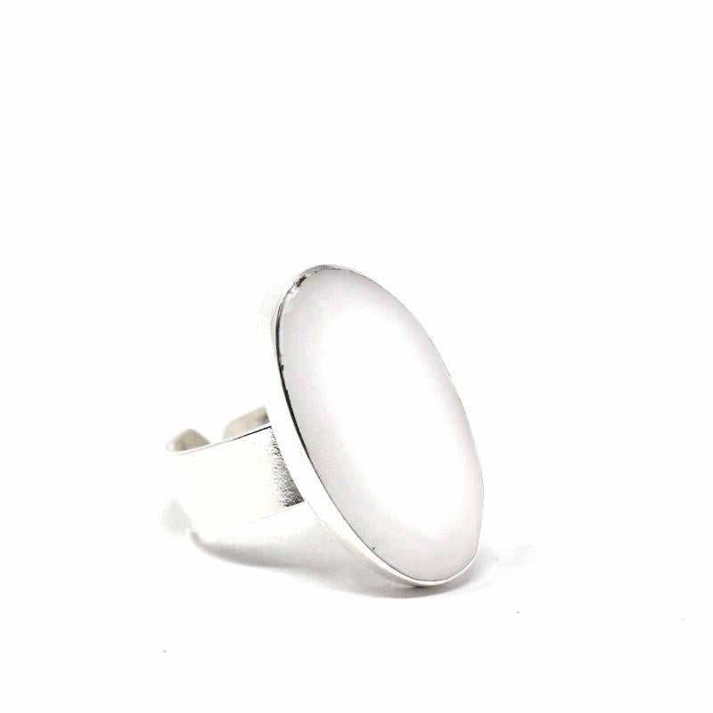 Handcrafted Oval Mother of Pearl Adjustable Ring - Artisana