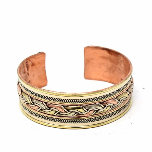 Copper and Brass Cuff Bracelet: Healing Ribbon - DZI