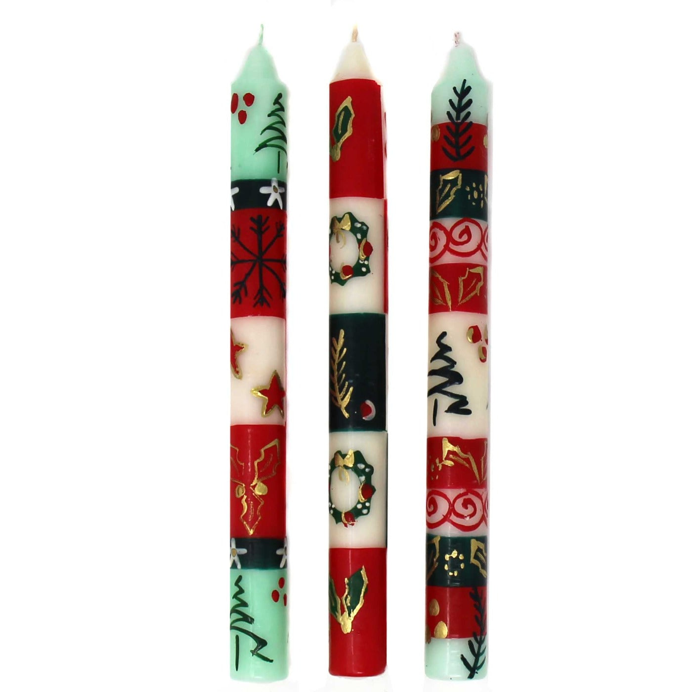 Set of 3 Boxed Tall Hand-Painted Candles - Ukhisimui Design - Nobunto