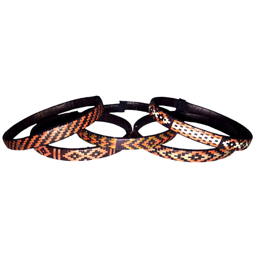 <center>Narrow Earth Tone Cana Flecha Bracelets </br>Crafted by Artisans in Colombia<br/>Measures 1/4” wide with variable diameter </center>