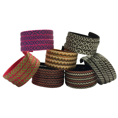 <center>Spiral Caña Flecha Bracelets in Assorted Colors</br>Crafted by Artisans in Colombia </br>Closed Measures 1-1/4” wide, with variable diameter</center>