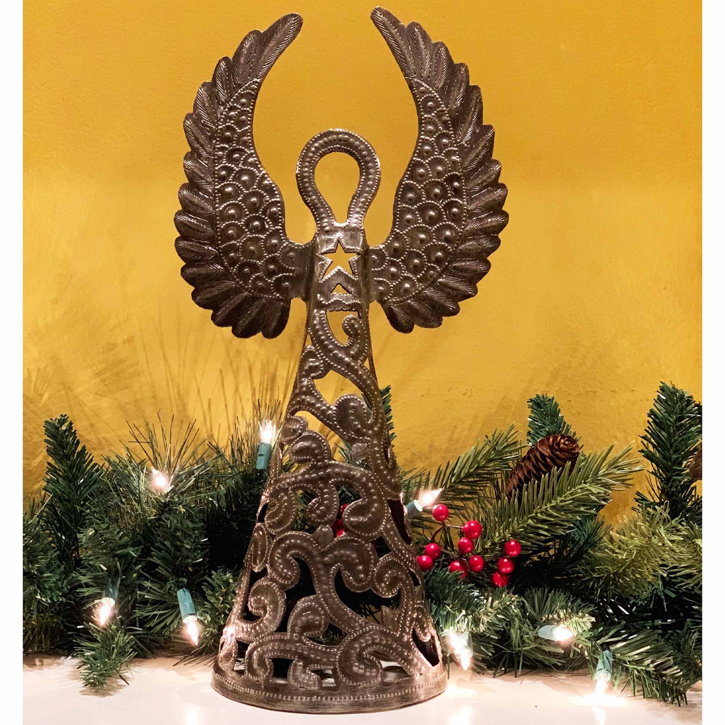 16-inch Metalwork Angel - Wings Up  - Croix des Bouquets