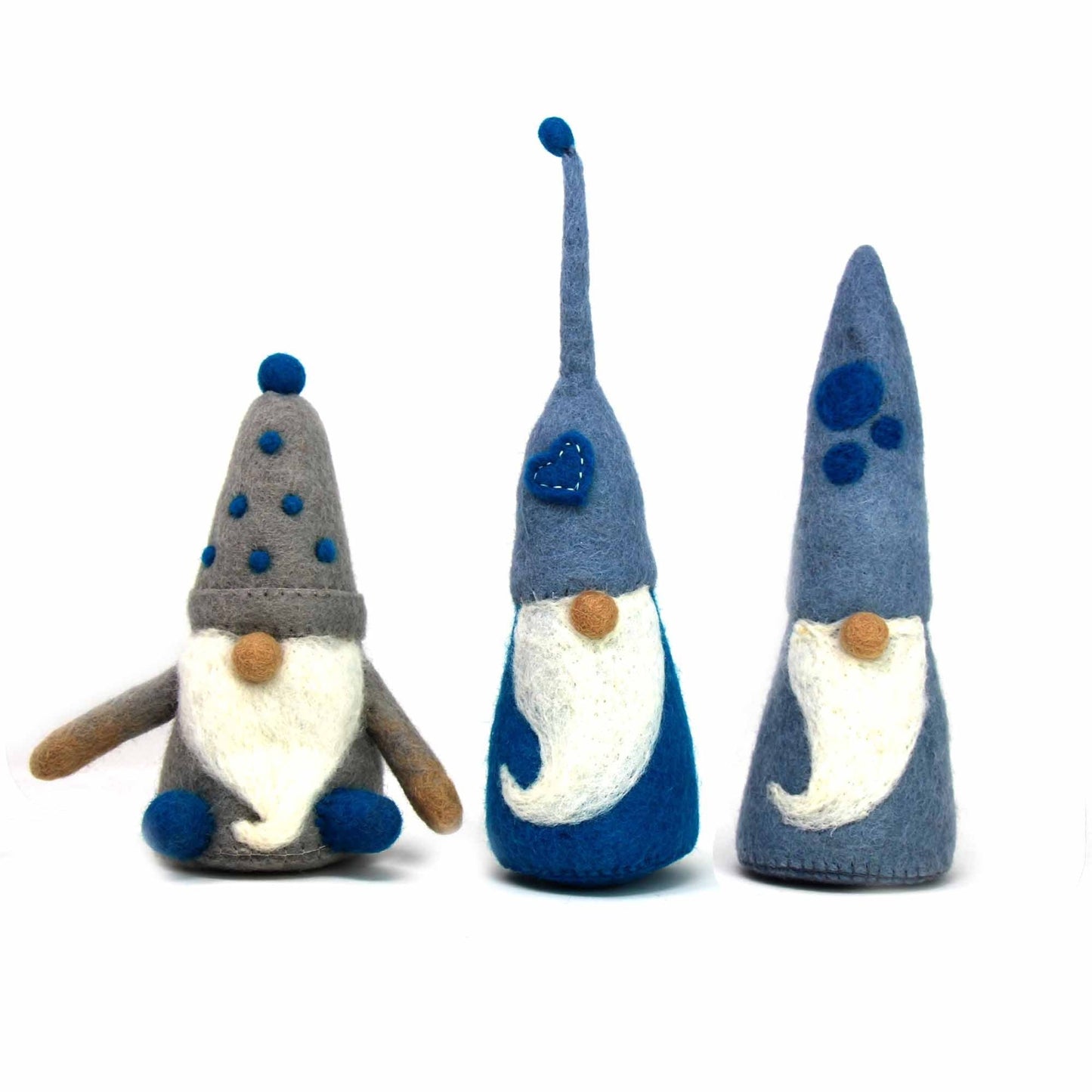 Winter Blues Felt Gnomes Trio of Shelf Sitters - Set of 3