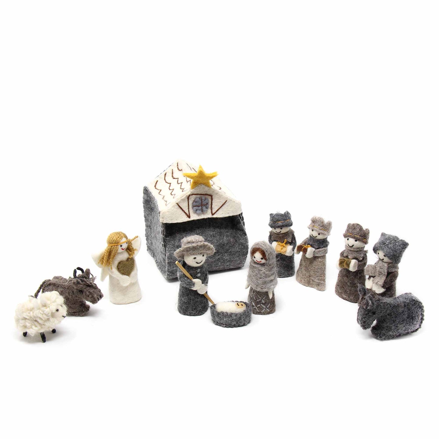 Handmade Felt Nativity Scene- 12-Piece Set- Fair Trade-Nepal