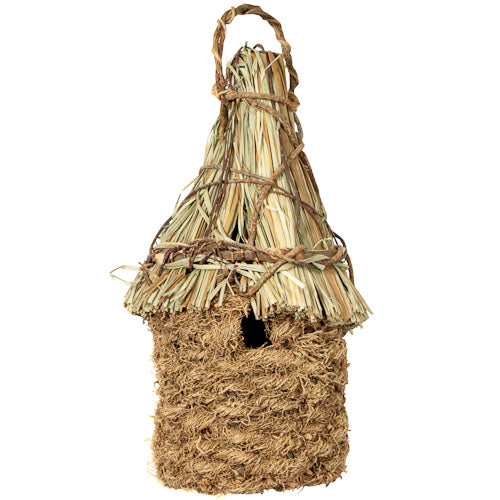 Hand Woven Vetiver Birdhouse w/ Straw Roof- Haiti