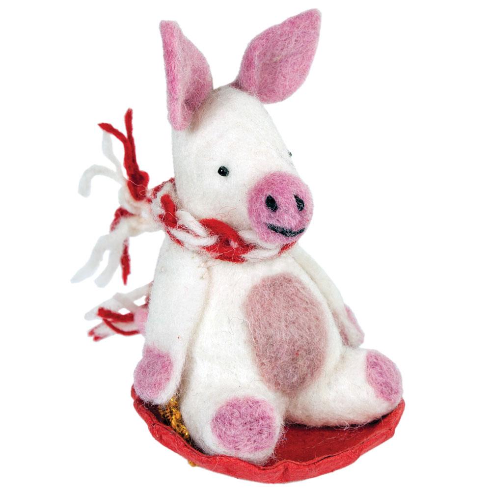 Piggles the Pig Felt Ornament - Wild Woolies