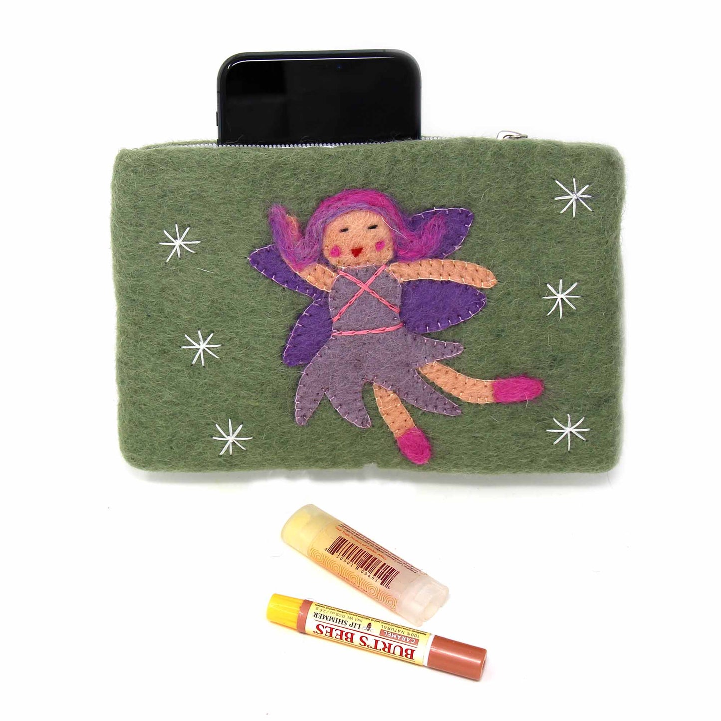 Hand Crafted Felt Starry Fairy Pouch-Green