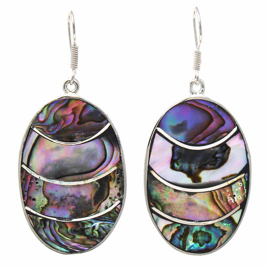 Banded Abalone Oval Earrings - Fair Trade-Mexico