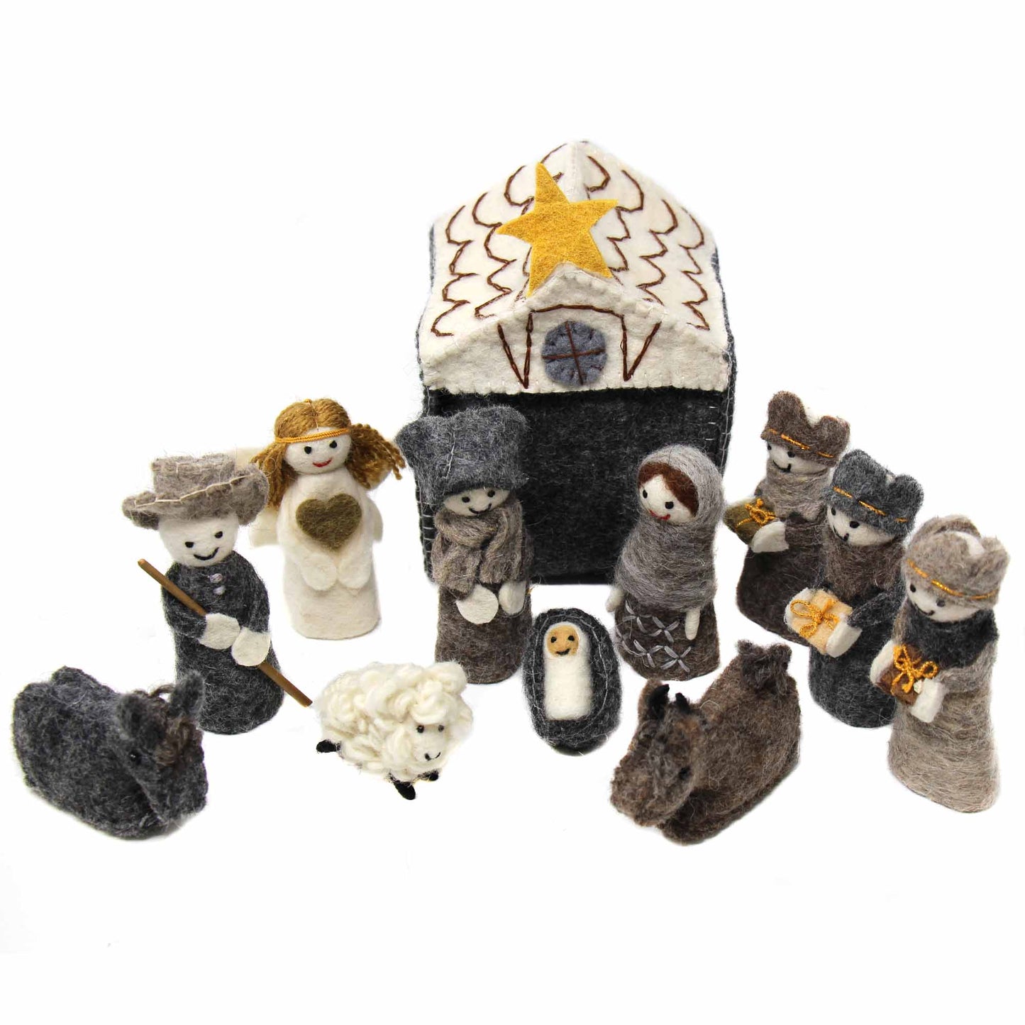 Handmade Felt Nativity Scene- 12-Piece Set- Fair Trade-Nepal