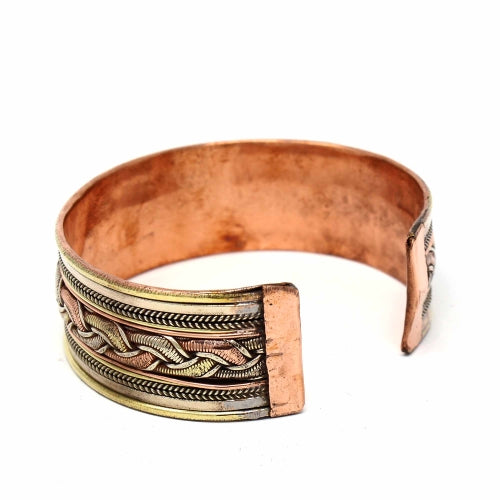 Copper and Brass Cuff Bracelet: Healing Ribbon - DZI