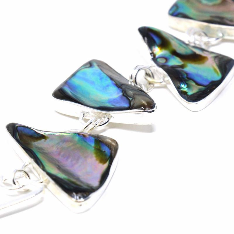 Hand-crafted Silver and Abalone Shell Triangle Link Bracelet