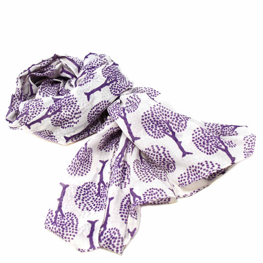 Hand-printed Cotton Scarf- Tree of Life Design