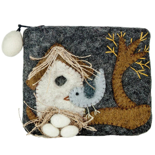 Felt Coin Purse - Nesting Bird - Wild Woolies- Kathmandu