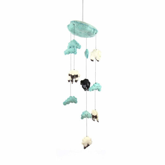 Blue Felt Counting Sheep Mobile - Global Groove