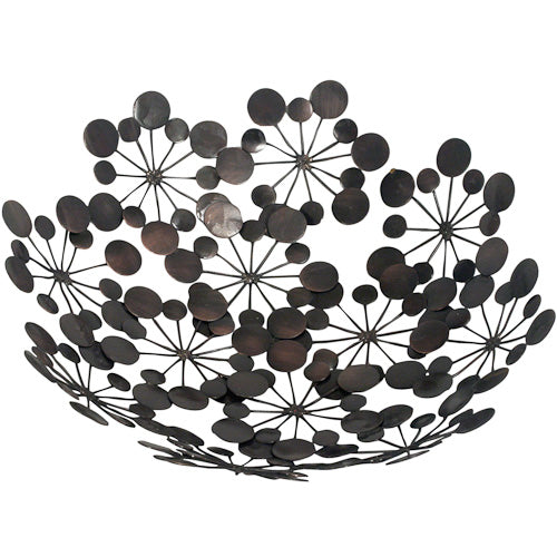 <center>Metal Abstract Star Burst Bowl </br>Crafted by Artisans in India </br>Measures 2-1/2” high with 12” diameter</center>