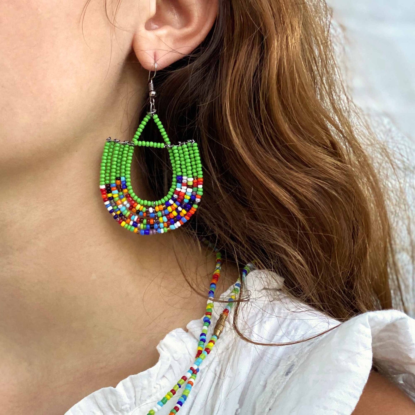 Maasai Beaded Basket Dangle Earrings - Kenya