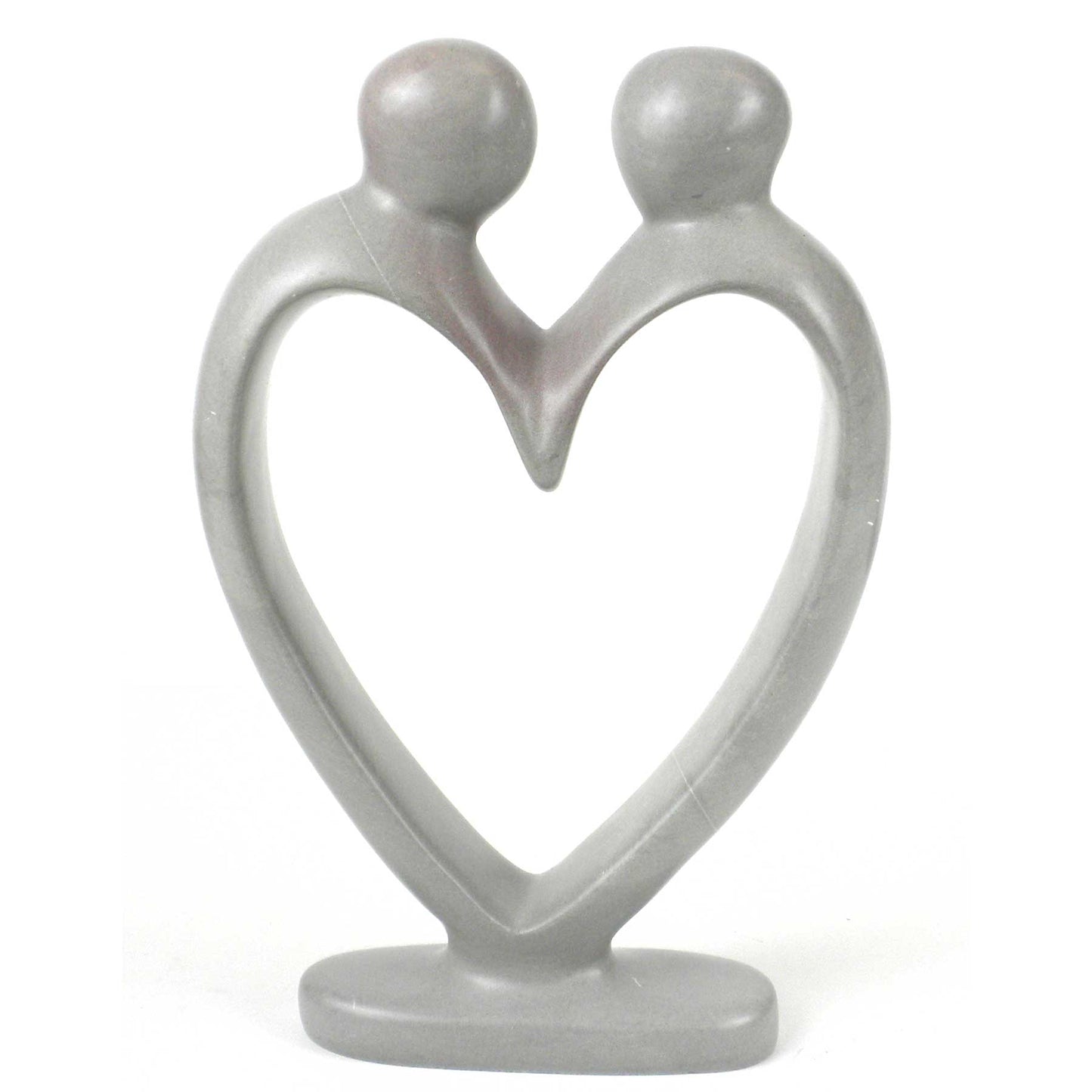 Handcrafted Soapstone Lover's Heart Sculpture in White - 8 inch - Smolart