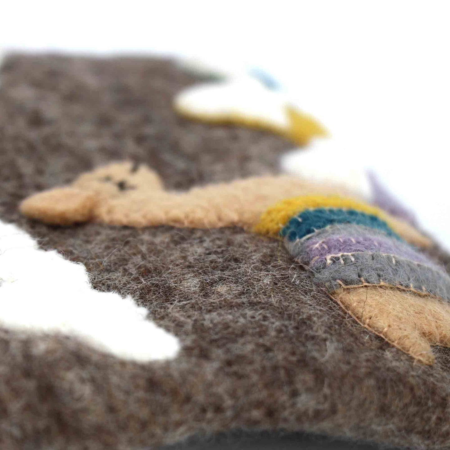 Hand Crafted Felt Bag-Zippered Pouch- Llama-Brown