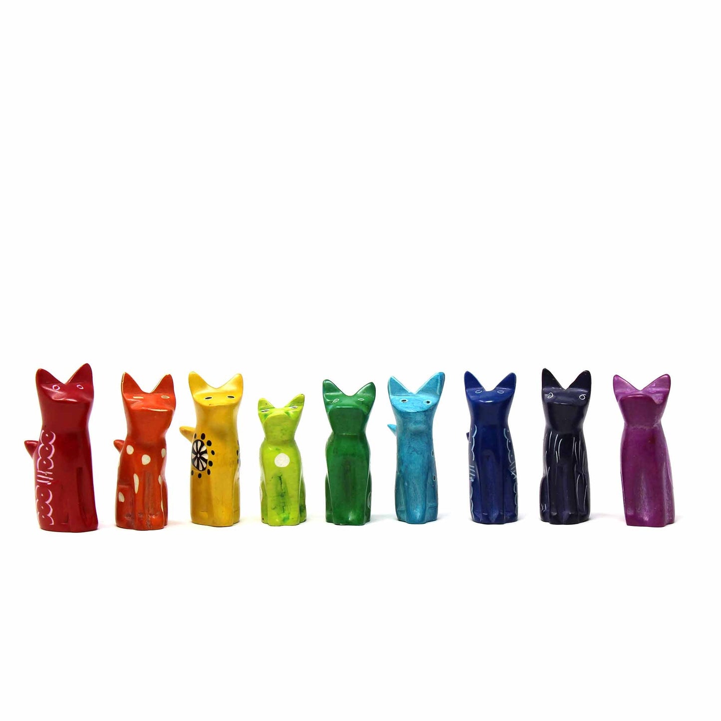 Soapstone Tiny Sitting Cats - Assorted Pack of 5 Colors