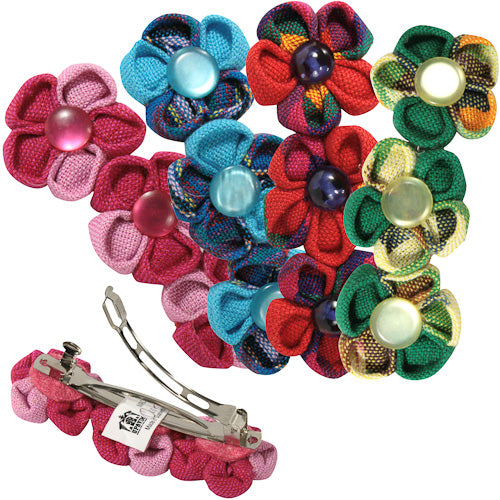 Cotton Barrette with 3 Flowers