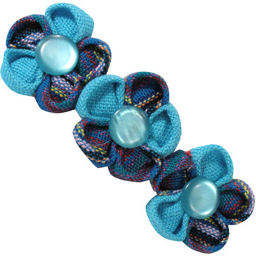 Cotton Barrette with 3 Flowers