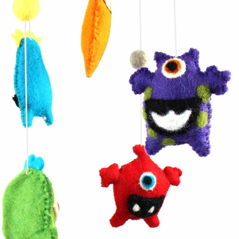 Hand-Made Felt Monster Baby Mobile - Multi-Color-Nepal