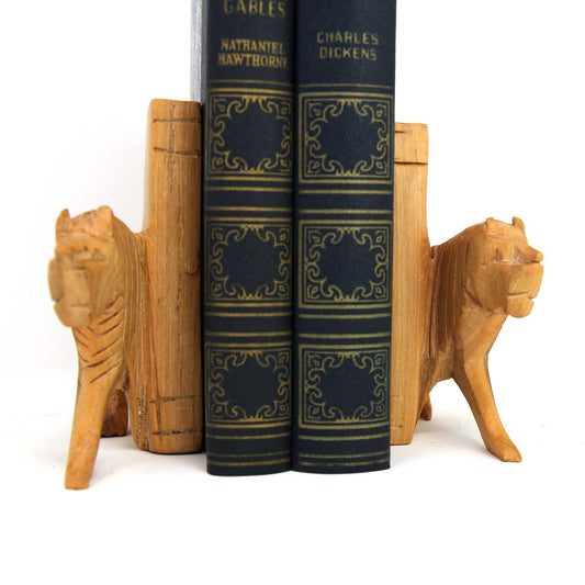 Carved Wood Lion Book Ends, Set of 2 - Fair Trade Kenya