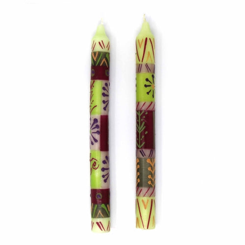 Hand Painted Candles in Kileo Design (pair of dinner tapers) - Nobunto