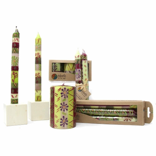 Hand Painted Candles in Kileo Design (pair of dinner tapers) - Nobunto