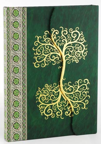 Celtic Tree Writing Journal-Sketchbook-Green/Gold-Blank