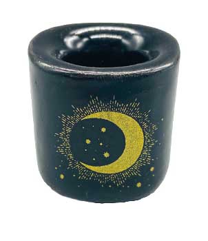 Moon & Star Black Ceramic Candle Holder