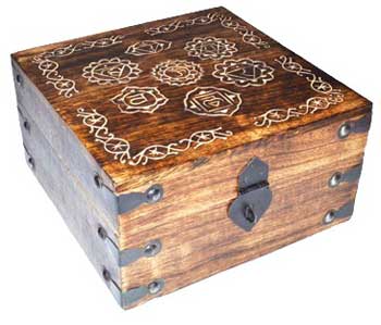 Large Wooden 7 Chakra box- 7 1/2" x 7 1/2"